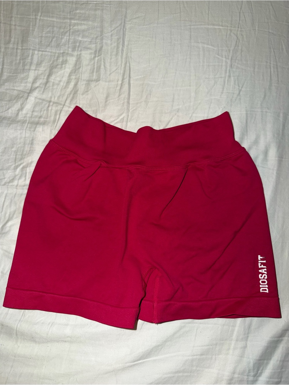 DiosaFit Women's High-Rise Athletic Shorts in Hot Pink